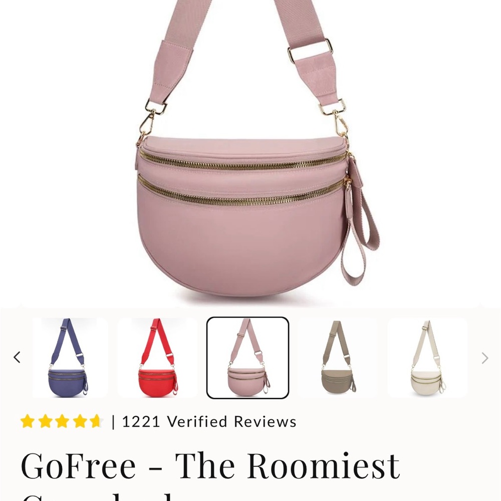 Emmafy GoFree - The Roomiest Crossbody Soft Pink Crossbody Bag